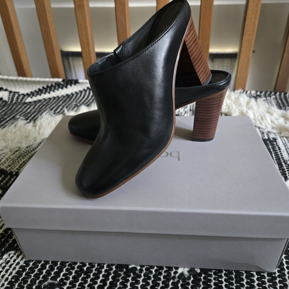 Botkier Black Mules with Tan Heel